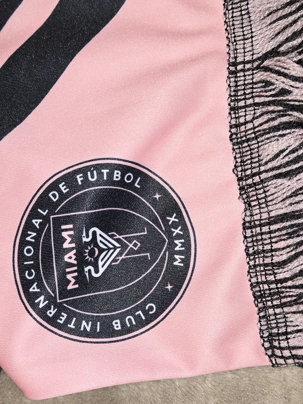 miami Pink Scarf with Black Graphic Crest